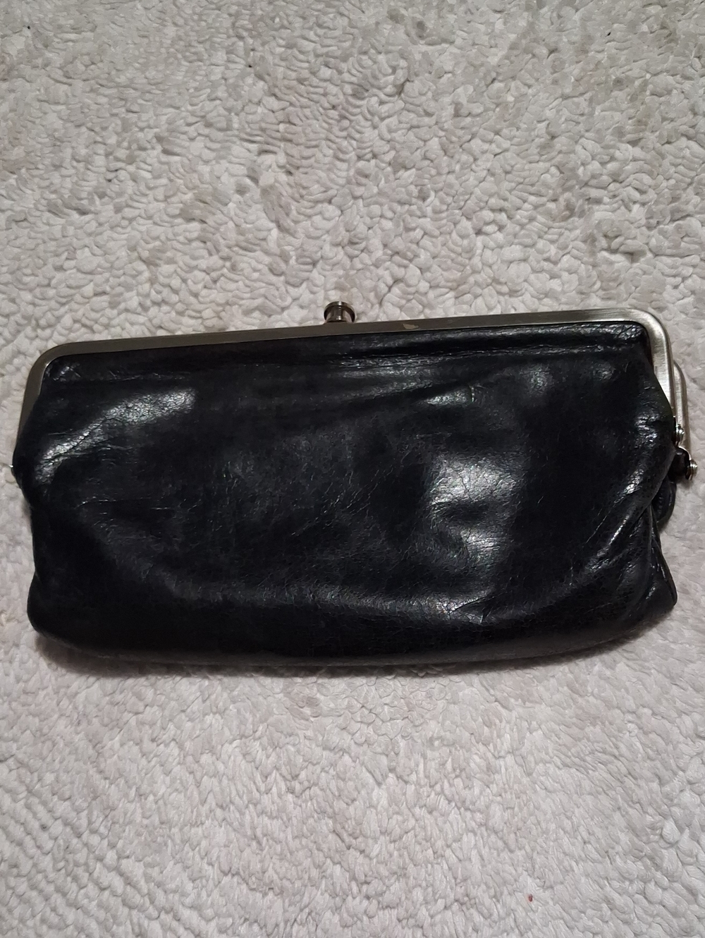 HOBO Black Leather Kiss-Lock Clutch